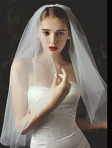  Une Seule Couche Contemporain / Élégant / Style Classique Voiles de Mariée Voiles Longueur Coude avec Peigne florale / Couleur unie 33,46 dans (85cm) Tulle