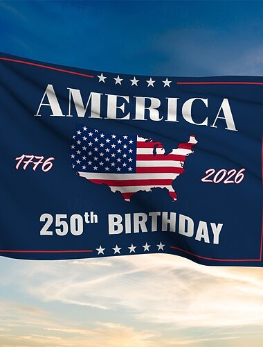  250-årsjubileumsflagga 3x5 fot Amerika 1776-2026 Amerikansk karta 250-årsjubileum Patriotiska stjärnor Trädgårdsskyltar Festtillbehör Hängande Dekor För Rum Hus Välkommen Fotobakgrund