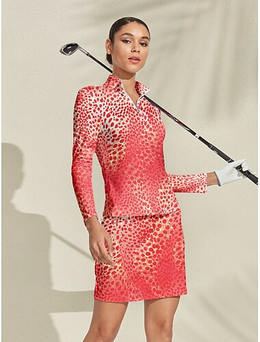  Mujer Camisas de polo Rojo Manga Larga Camiseta Ropa de golf para damas Ropa Trajes Ropa Ropa