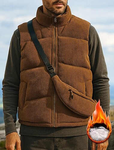  Per uomo Giacca da escursionismo Gilet imbottito Gilet termico Senza Maniche Top Esterno Calore Termico Inverno Cerniera Poliestere Nero Bianco Caffè Caccia Pesca Arrampicata