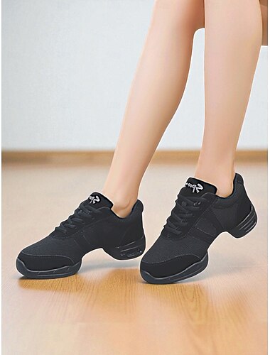  Zwarte mesh jazzdansschoenen voor dames - lichtgewicht, ademende professionele oefenschoenen voor latin, hiphop en ballroom