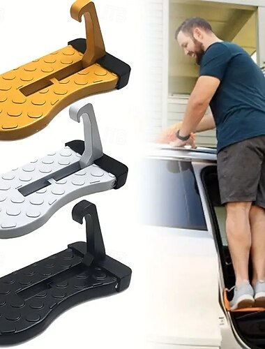  Escalón de puerta de coche plegable de aluminio para acceder al techo: escalera de pedales portátil para vehículos que se adapta a la mayoría de los coches y SUV. &camiones, color oscuro