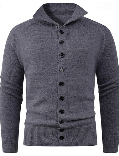  Pánské Svetr Cardigan Oříznutý svetr Pletený svetr Rýhovaný Plést Běžné topy Knoflíky Bez vzoru Klopa Módní Klasické Dovolená Denní nošení Oblečení Podzim Zima Černá Světlá růžová S M L