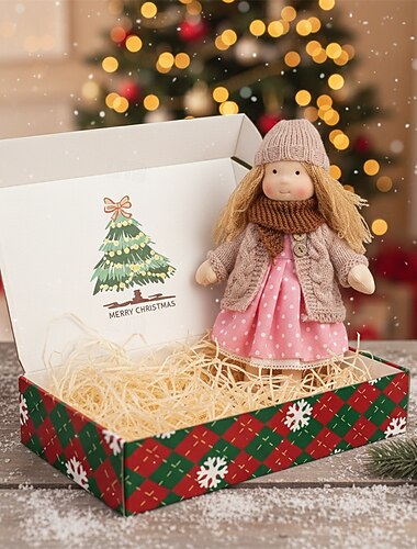  Håndlaget Waldorf dukke babyjente med koselige klær - 30 cm myk plysj dukke med gaveeske småbarn Ideelle julegaver barnebarn jenter