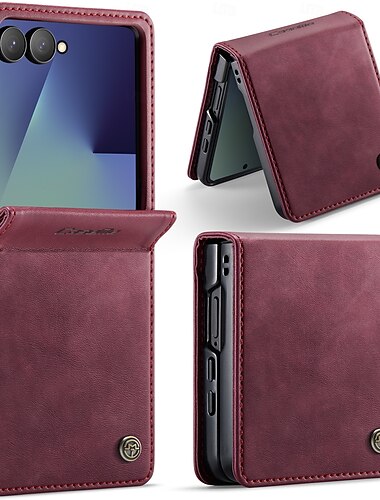  puhelin Etui Käyttötarkoitus Samsung Galaxy Z-kääntö 7 Magneettinen adsorptiokotelo Lompakkokorttikotelo Magneetti Koko vartalon suoja Tukijalka TPU PU-nahka