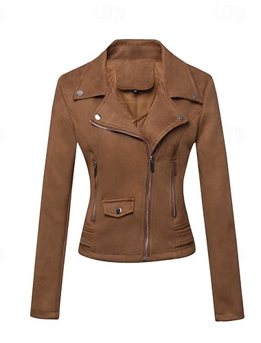  Γυναικεία Jeci Piele Σουέντ μπουφάν Διατηρείτε Ζεστό Άνετο Φερμουάρ Τσέπη Καθημερινό Σκέτο Δρόμος Causal Καθημερινά Ρούχα Εξόδου Κοντό Απορρίπτω Κανονικό Μακρυμάνικο Εξωτερικά ενδύματα