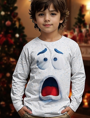Новогодняя тематика Мальчики 3D Графика Мультипликация Футболка Длинный рукав Весна Осень Мода Классический Дети 4-12 лет Вырез под горло на открытом воздухе Повседневные Стандартный   Новогодняя тематика Мальчики 3D Графика Мультипликация Футболка Длинный рукав Весна Осень Мода Классический Дети 4-12 лет Вырез под горло на открытом воздухе Повседневные Стандартный
