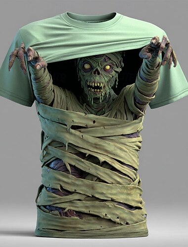  Halloween Per uomo Illusione ottica Zombi 3D Maglietta Manica Corta maglietta Stampa 3D Girocollo Camicia Esagerato Designer Orrore Feste Streetwear Ferie Blu Viola Verde Estate Primavera Tutte le