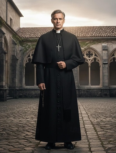  Retrò Vintage Medievale Rinascimento Cappotto Costume di fantasia Prete Costume Per uomo Halloween Carnevale Performance LARP Fiera Rinascimentale Adulti Body / Tutina