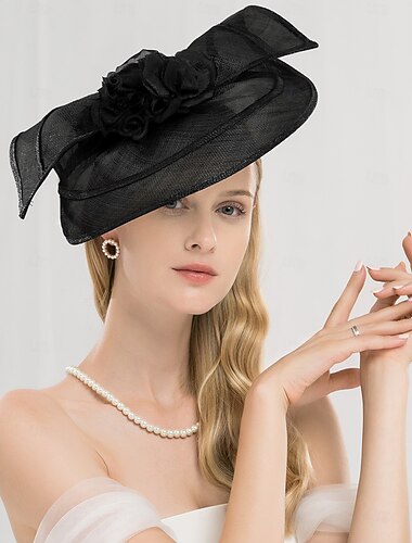  hoeden sinamay zonnehoed sinamay hoed casual theekransje elegant bruiloft met strik hoofddeksel hoofddeksel