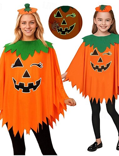  Mamma och jag Halloween Kappa Pumpa Fest Mönster Orange party Matchande kläder