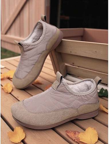  Dámské široké volnočasové zimní boty – lehké protiskluzové balerínky s plyšovou podšívkou pro venkovní i každodenní nošení