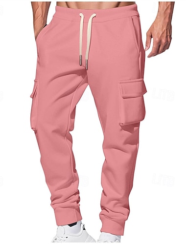  Férfi Cargo melegítőnadrág Melegítőnadrágok Kocogó Nadrág Zsinór Zseb Rugalmas derék Sima Mokaszinok Szabadtéri sport Napi Divat Alkalmi Keki zöld Fekete Mikroelasztikus