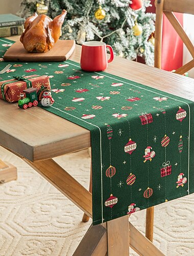  ראנר לשולחן אקארד לחג המולד עם גדילים, כיסוי שולחן אוכל ארוך לקישוט חגיגי בסגנון אמריקאי, מפת שולחן תה לקישוטים חגיגיים