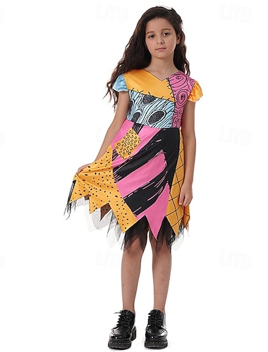  Sally Jack Skellington Halloween Fancy kostuum Familiekostuums voor Halloween-groepen De nachtmerrie voor Kerstmis Casual Kinderen Jongens Voor meisjes Halloween Carnaval Prestatie Feest Gemakkelijke