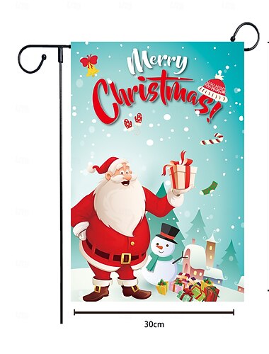  Jule Hengeflagg Europeisk og Amerikansk Stil Snømann Hagebanner Julemann Helligdagsdekoreringsflagg Festlig Julestemning Dekor