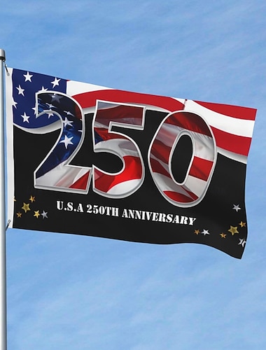  علم الولايات المتحدة الأمريكية بمناسبة الذكرى السنوية الـ 250، لافتة خارجية تذكارية وطنية أمريكية بمناسبة مرور 250 عامًا، لتزيين الحديقة أو الفناء أو المنزل.