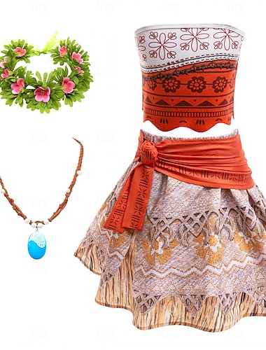  Settimana del libro 2026 Moana, principessa Moana, vestito, costume, corona di fiori, film, costumi a tema tv, cosplay cinematografico per bambine, bambini, Halloween, carnevale, giornata dei bambini, giornata mondiale del libro, festa, compleanno, spiagg
