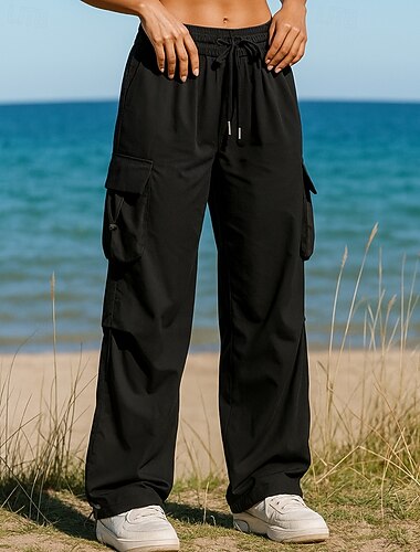  Herren Hose mit weitem Bein Cargohosen Wanderhosen Frühling Herbst Außen Normale Passform Wasserdicht Winddicht Unterteile Tasche Elastischer Bund Schwarz Armeegrün Camping / Wandern Laufen S M L XL