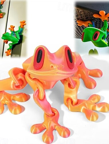  3/6 stk. 3D-printet magnetfroskeleke – leddfroskemodell, 3D-printet skrivebordspynt, kjøleskapsmagnet, samlefigur, trendy leketøy