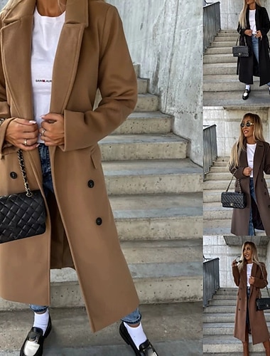 Γυναικεία Casual Jacket Διατηρείτε Ζεστό Άνετο Τσέπη Κουμπιά Μοντέρνα Υπαίθριο Σκέτο Εξόδου Σαββατοκύριακο Μονόπετο Κανονικό Πέτο Κανονικό Μακρυμάνικο Εξωτερικά ενδύματα Μαύρο Καφέ Χακί