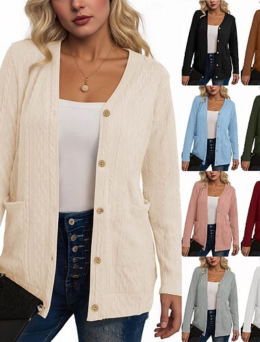  Dámské Pokrčí rameny Geometrický stylové Na běžné nošení Dlouhý rukáv Do V Běžné topy Práce Denní Dovolená Slátanina Kapsy Knoflíky Černá Bílá Světlá růžová Rubínově červená Námořnická modř Léto