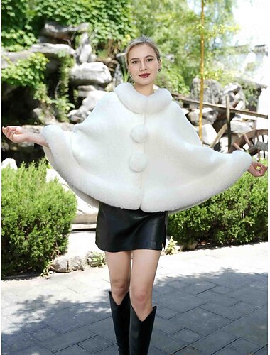 Avvolgenti in Pelliccia Sintetica Elegante Casual Quotidiano Senza Maniche Manica a pipistrello Poliestere Stole da matrimonio Con Colore puro Per Occasione speciale Autunno & Inverno