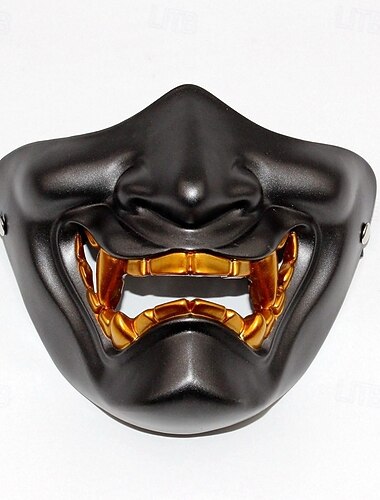  Samurai dæmon Halloween Maske Japansk Oni-maske Skræk Uhyggeligt Skræk Skræmmende kostume Halvt Ansigt Voksne Unisex Halloween Karneval Ydeevne Fest Nemme Halloween kostumer Klæd dig ud