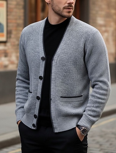 Homens Suéter Carregam Suéter de lã Tricotar Tricotado Côr Sólida Decote V à moda Diário Roupa Inverno Vermelho Azul S M L   Homens Suéter Carregam Suéter de lã Tricotar Tricotado Côr Sólida Decote V à moda Diário Roupa Inverno Vermelho Azul S M L