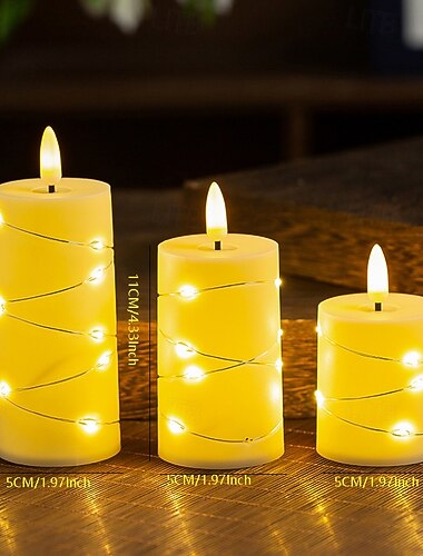  3 stk. LED elektroniske stearinlys til jul, halloween, nytår, valentinsdag, bryllup, festival, fest, skrivebordsdekorationslys, ornamentlys AG13 * 3 batteri
