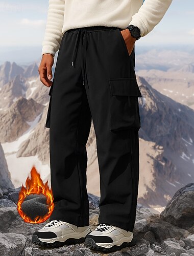  Муж. Штаны для туризма и прогулок Брюки на флисовой подкладке Зимнее пальто спортивные штаны Зима На открытом воздухе Стандартный Водонепроницаемость С защитой от ветра Теплый Брюки Эластичная талия