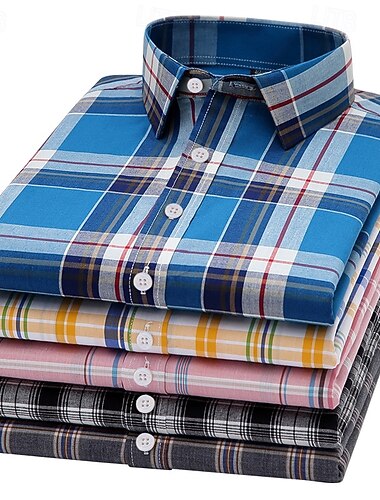  chemise habillée pour homme chemise décontractée chemise à carreaux imprimés graphiques col carré jaune clair rose clair noir / gris blanc / vert bleu marine décontracté quotidien manches courtes