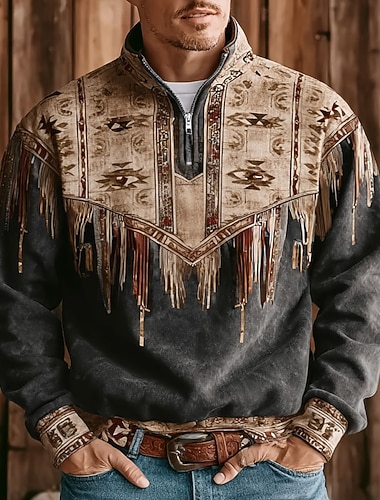  Ανδρικά Αζτέκων Φυλής Πουλόβερ Etnic Vintage ρετρό Μακρυμάνικο Όρθιος Γιακάς ΕΞΩΤΕΡΙΚΟΥ ΧΩΡΟΥ Δουλειά Δώρο Μαύρο Καφέ Πράσινο του τριφυλλιού Φερμουάρ Φθινόπωρο Χειμώνας Σχεδιαστής Τ M L XL XXL XXXL