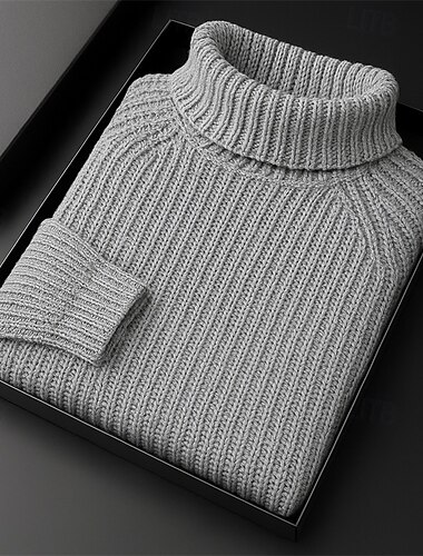  Homme Pull Côtelé Tricoter Hauts Réguliers Tricoté Minimaliste Uni Col roulé Tricots Contemporain Occasionnel Tenue quotidienne Vêtement Tenue Automne Hiver Noir Blanche S M L