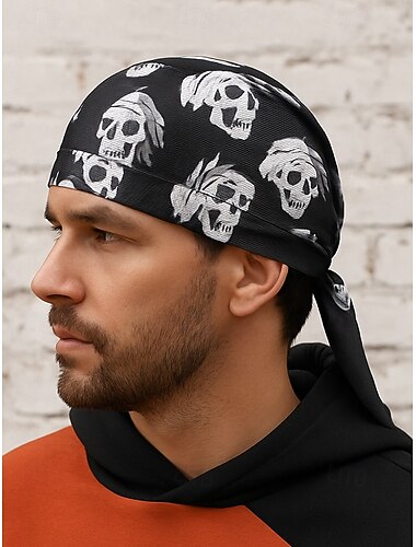  Men's Halloween Skull Bandana Pirate Headscarf – Gothic Durag Head Wrap for Costume Party, Cosplay and Night Out