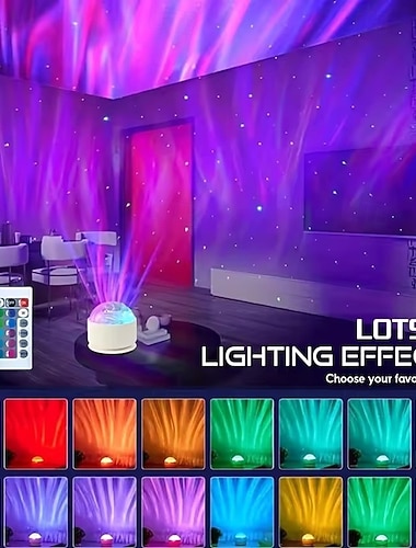  USB LED מקרן לילה אור זוהר כוכבים שמיים אדווה מים דינמית אווירה מנורת לחדר שינה סלון עיצוב חג מתנה