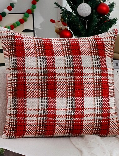  Juletuftet putetrekk, rødt festlig dekorativt putetrekk til sofa, sofa og stue, juledekor