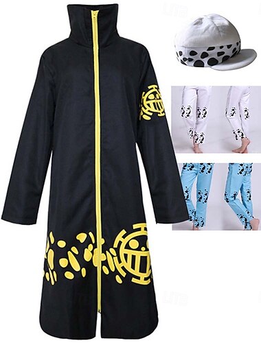  Costumi da pirata Legge Trafalgar Anime Pantaloni Costume Cosplay Mantello Abiti Cosplay Pantaloni Mantello Cappello Per Per uomo Adulti