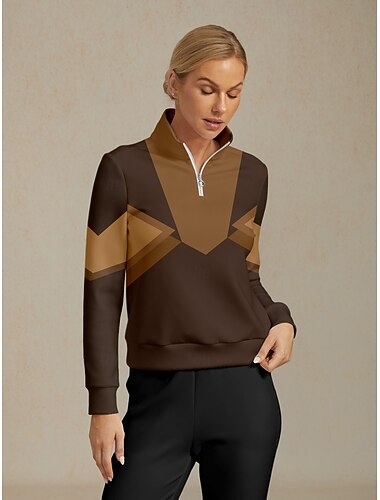  Dame Genser for genser Brun Langermet Topper Dame golfantrekk Klær Antrekk Bruk klær