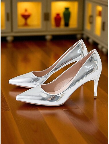  Metallic gouden pumps met hoge hak voor dames - glanzende stiletto's met puntige neus voor het nachtleven, cocktailparty's en avondevenementen