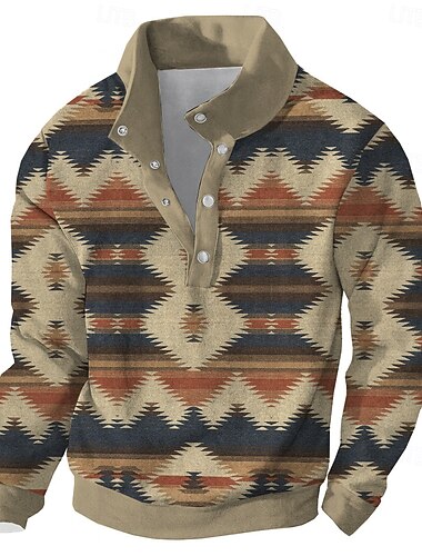  Ανδρικά Κουρελού Πουλόβερ Etnic Vintage ρετρό Μακρυμάνικο Ζιβάγκο ΕΞΩΤΕΡΙΚΟΥ ΧΩΡΟΥ Υπαίθρια Αθλήματα Ταξίδια Θαλασσί Καφέ Πράσινο του τριφυλλιού Κουμπιά Φθινόπωρο Χειμώνας Σχεδιαστής Τ M L XL XXL 3XL