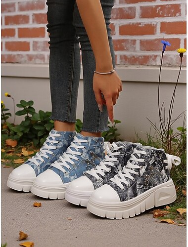  tênis femininos azuis de cano alto com sola plataforma e detalhes em zíper – calçados casuais e modernos para o dia a dia