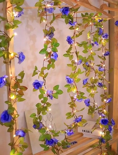  Guirlande de lumière en bleu élégant lumières de Noël à piles 2 mètres 20 lumières guirlande artificielle pour mariages anniversaires chambre cheminée escaliers jardin décoration