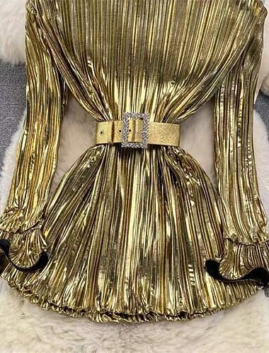 Damen Midikleid Paillettenkleid Elegant Mode Modern Outdoor Party Täglich Normale Passform Einfach Langarm Rundhalsausschnitt Gold Frühling Herbst   Damen Midikleid Paillettenkleid Elegant Mode Modern Outdoor Party Täglich Normale Passform Einfach Langarm Rundhalsausschnitt Gold Frühling Herbst