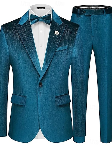  Férfi Party öltönyök Hétköznapi Esküvő Fekete Vadászzöld Tavasz, Ősz, Tél, Nyár Öltöny Spicc gallér Előírásos Egyszínű Karcsúsított 2 részes készlet Egysoros egy gombos