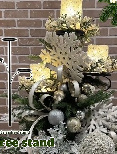  jul trippel julgranstoppning hylla för julgran metall ljusstake dekorativ järnkonst jul högtid stjärntopp dekoration festlig hem fest prydnad mittpunkt