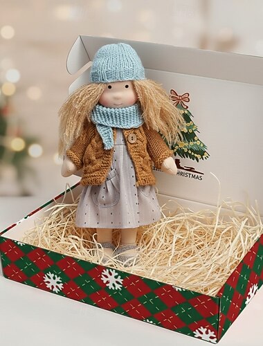  Håndlaget waldorfdukke til babyjente med koselige klær - 11,8 tommers myk plysjdukke med gaveeske for småbarn, ideell julegave til jenter og barn