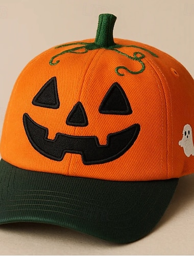  Per uomo Cappellino da Baseball Cappello da Sole Cappello da Camionista Arancione Poliestere Ricamato Moda Casual Festa di Halloween Festival Zucca Fantasma Regolabile Protezione solare Traspirante