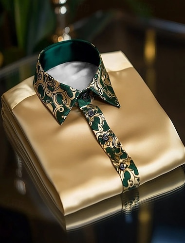  Per uomo Camicia Camicia in raso Camicia elegante Camicia casual Camicia con Bottoni Camicia da Ballo Semplice Formale Matrimonio Nero Blu reale Oro Manica Lunga Bavero Primavera & Autunno Tutte le