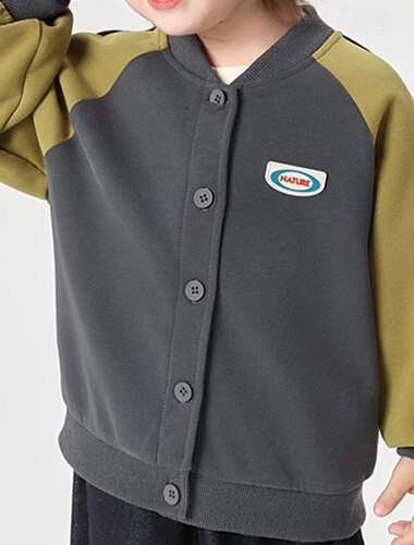  Bambini Unisex Giacche da baseball Capispalla Blocco di colori Manica Lunga Comfort Cappotto All'aperto Moda Quotidiano Rosa Blu Azzurro cielo Primavera Autunno Dai 4 anni in su